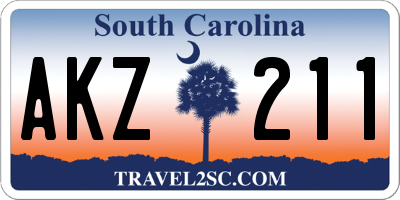 SC license plate AKZ211