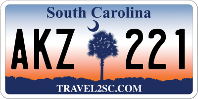 SC license plate AKZ221