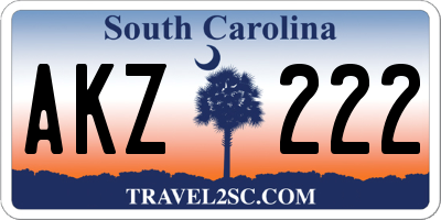 SC license plate AKZ222