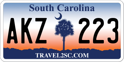 SC license plate AKZ223