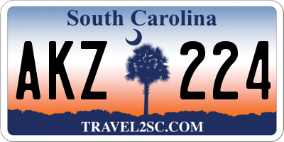SC license plate AKZ224