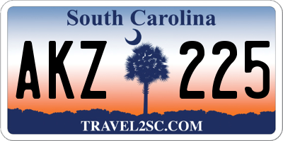 SC license plate AKZ225