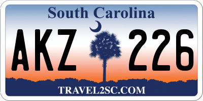 SC license plate AKZ226