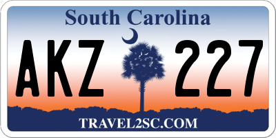 SC license plate AKZ227
