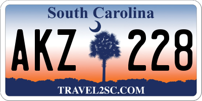 SC license plate AKZ228