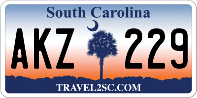SC license plate AKZ229