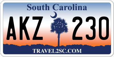 SC license plate AKZ230