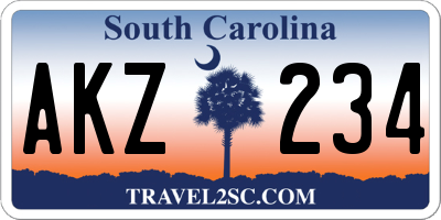 SC license plate AKZ234