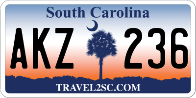 SC license plate AKZ236