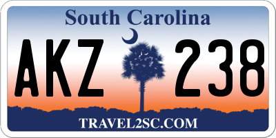 SC license plate AKZ238