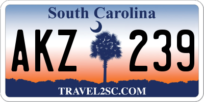 SC license plate AKZ239
