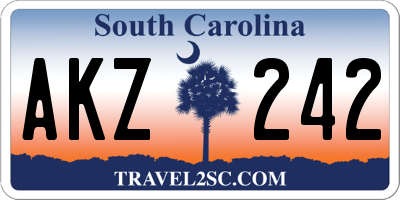 SC license plate AKZ242