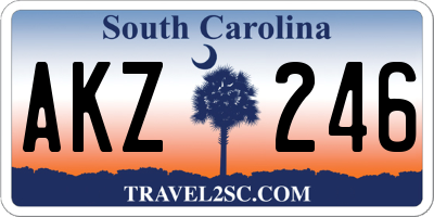 SC license plate AKZ246
