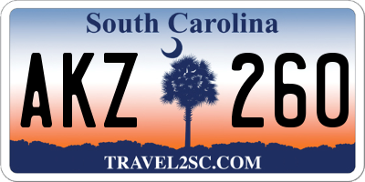 SC license plate AKZ260