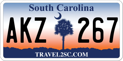 SC license plate AKZ267