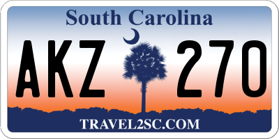 SC license plate AKZ270