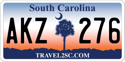 SC license plate AKZ276