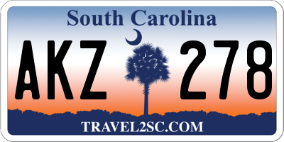 SC license plate AKZ278