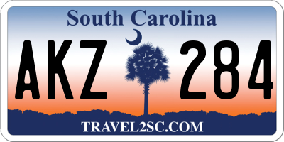 SC license plate AKZ284