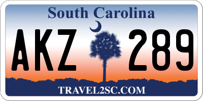 SC license plate AKZ289