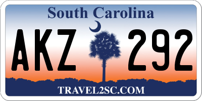 SC license plate AKZ292