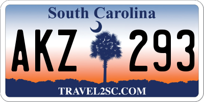SC license plate AKZ293