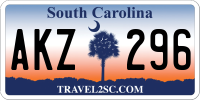 SC license plate AKZ296