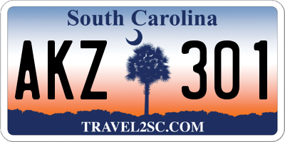 SC license plate AKZ301