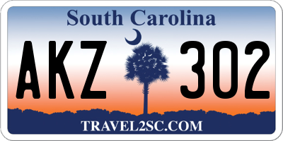 SC license plate AKZ302