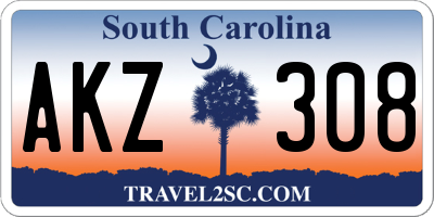 SC license plate AKZ308