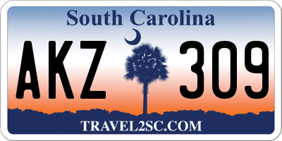 SC license plate AKZ309