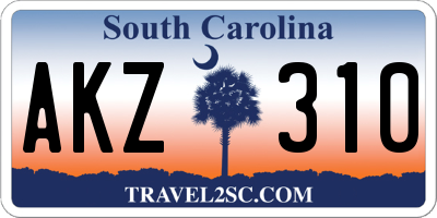 SC license plate AKZ310