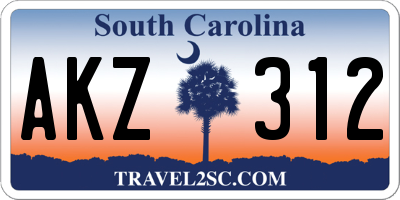 SC license plate AKZ312