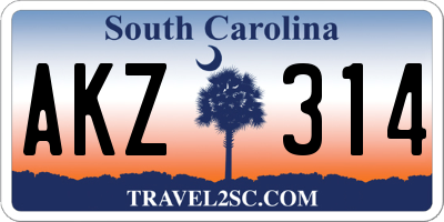 SC license plate AKZ314