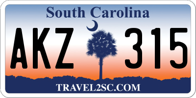 SC license plate AKZ315