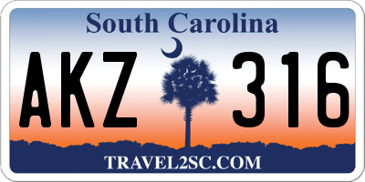 SC license plate AKZ316