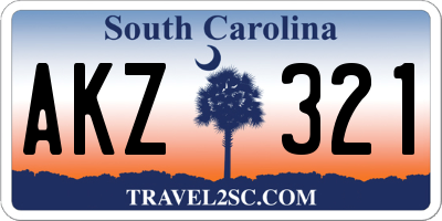 SC license plate AKZ321