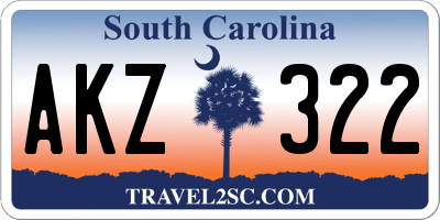 SC license plate AKZ322