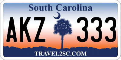 SC license plate AKZ333