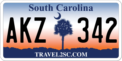 SC license plate AKZ342