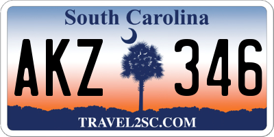 SC license plate AKZ346