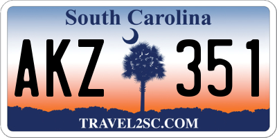 SC license plate AKZ351
