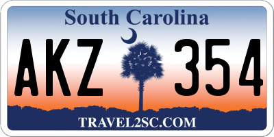 SC license plate AKZ354