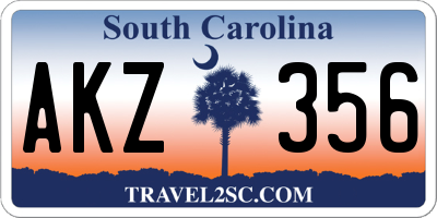 SC license plate AKZ356
