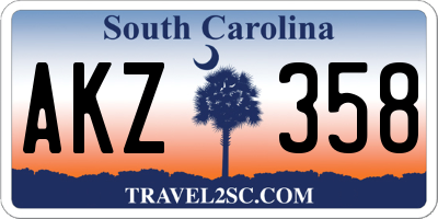 SC license plate AKZ358