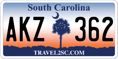 SC license plate AKZ362