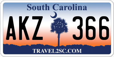 SC license plate AKZ366
