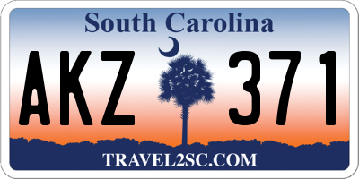 SC license plate AKZ371