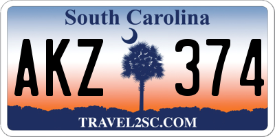 SC license plate AKZ374