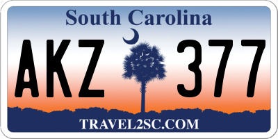 SC license plate AKZ377